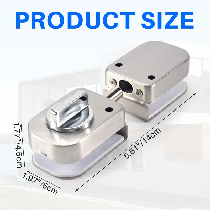 Stainless Steel,Glass Door Latches Lock/Bolt,138A ,Without Drilling,For Double Glass Door, Frameless Glass Door