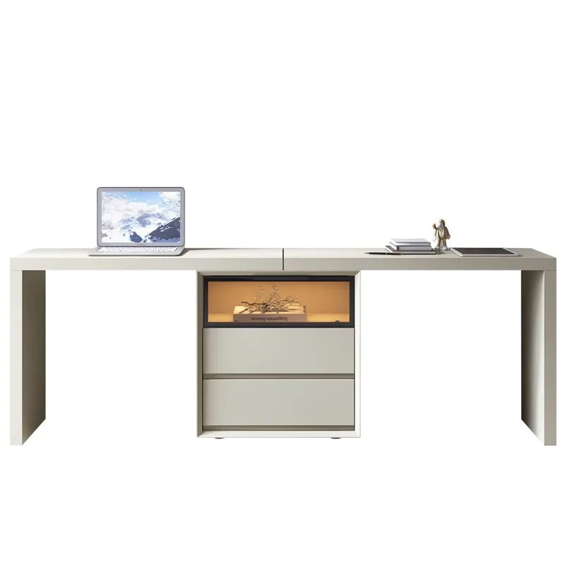 YJQ minimalist desk home student writing desk minimalist bedroom telescopic double work integrated desk