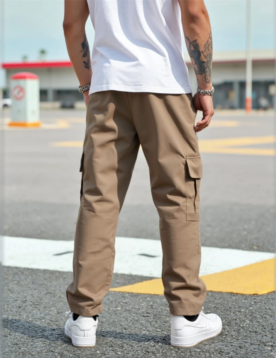 خريف جديد متعدد جيب ملابس العمل السراويل ، السراويل الرجالية ، أنبوب مستقيم متعدد الوظائف سراويل رجالية ، السراويل الرجالية المتضخم