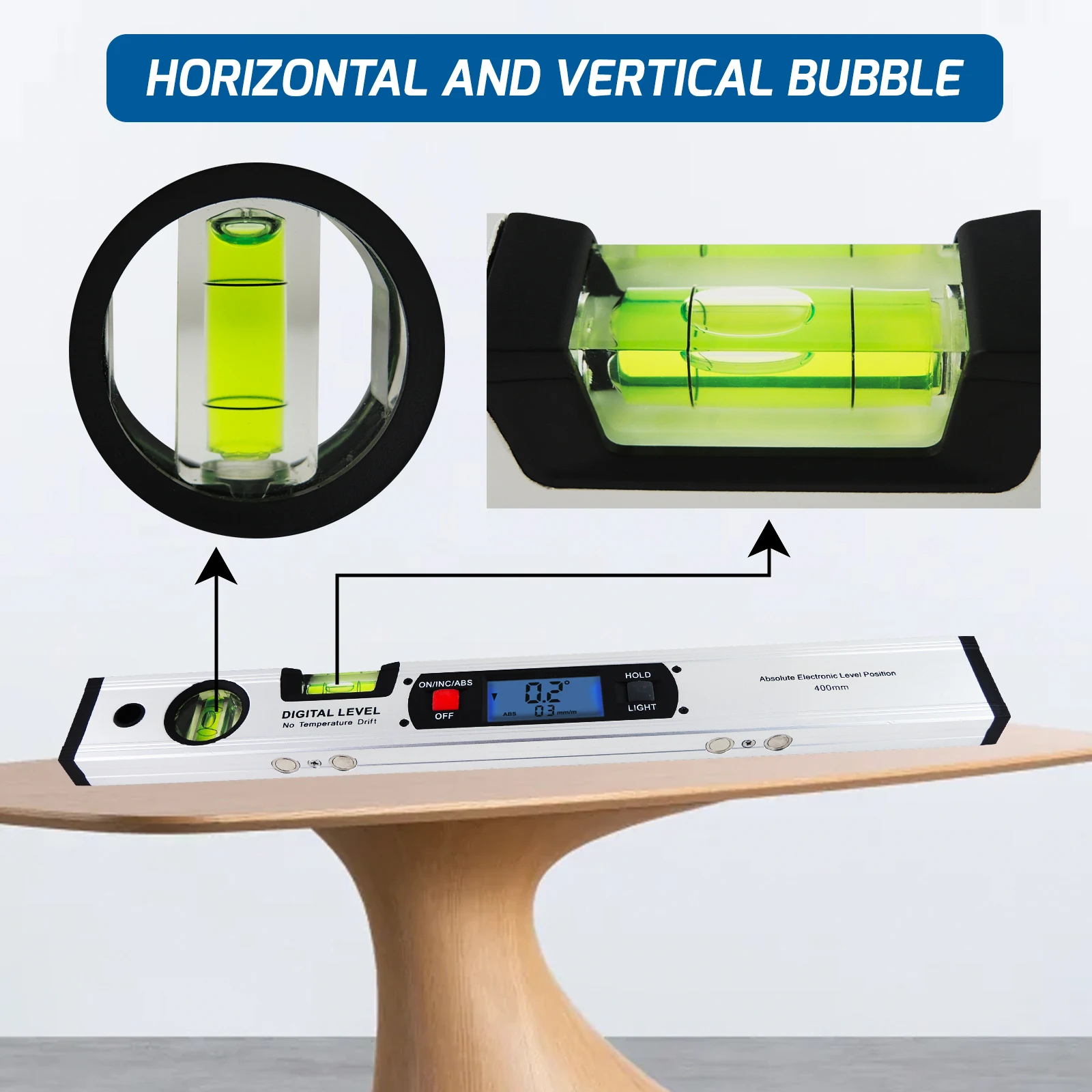 Digital Angle Gauge 360° High-Precision Level with Magnets & Flip Display with 4 Strong Magnets for Carpentry Woordworking
