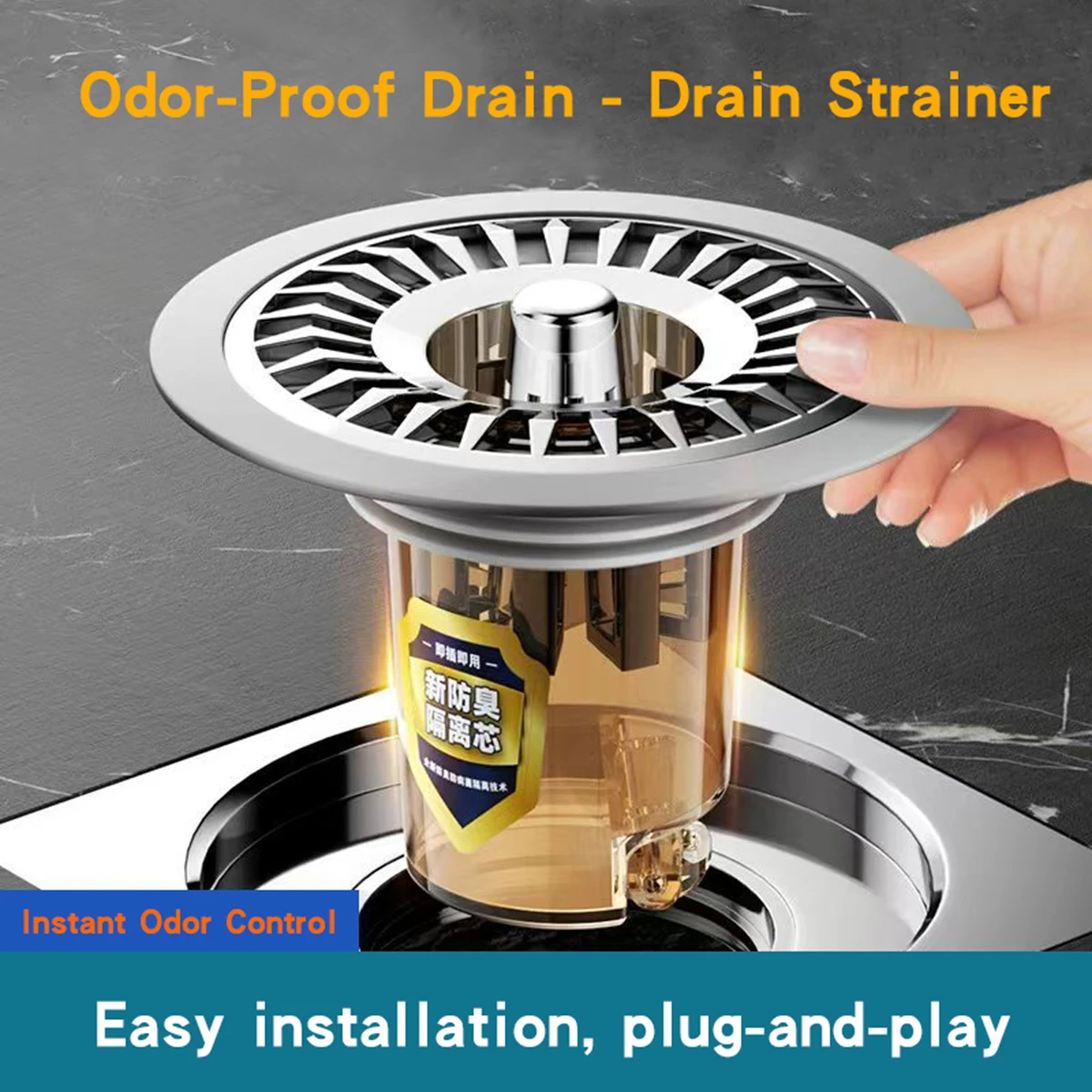 Anti-Clogging Hair Catcher Sewer Drain Plug Anti-Odor Cover Sealing Ring for Prevent Odor Dispersion in Bathrooms and Kitchens
