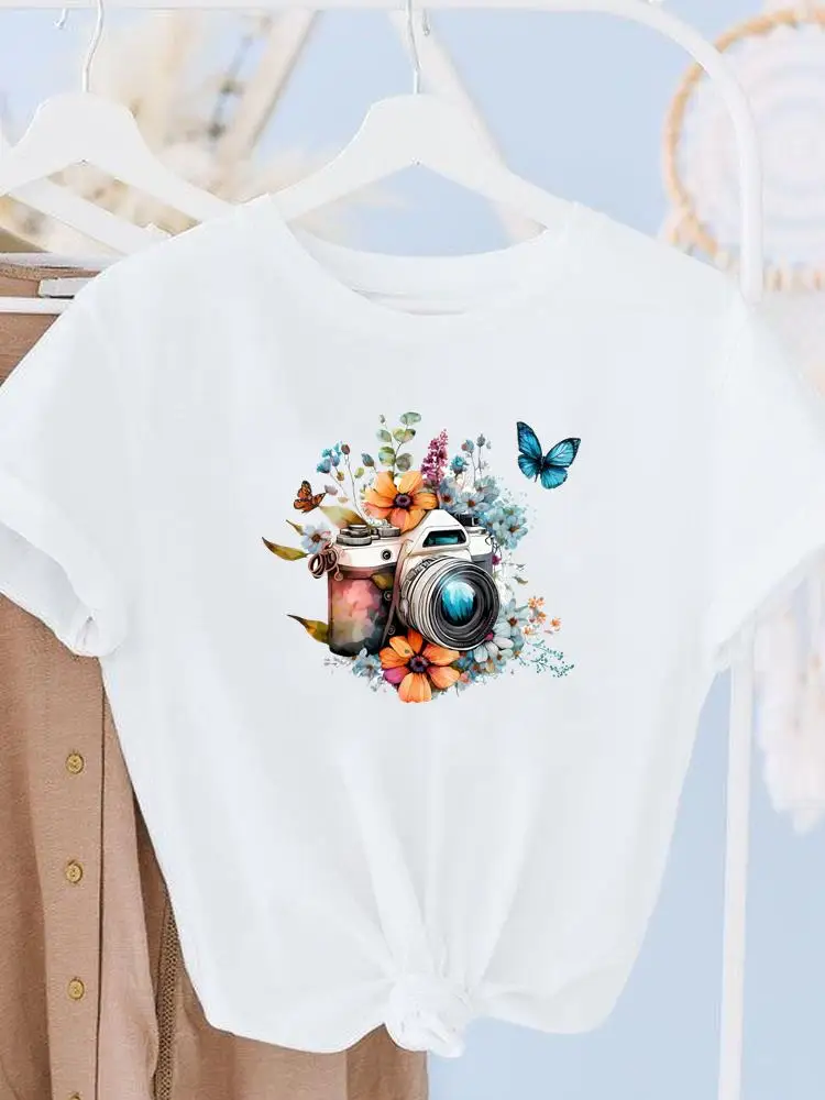 Brief Blume Nette 90er Jahre Sommer Kurzarm T Top Druck Frauen Cartoon Shirt Weibliche T-shirts Mode Kleidung Graphic Tee