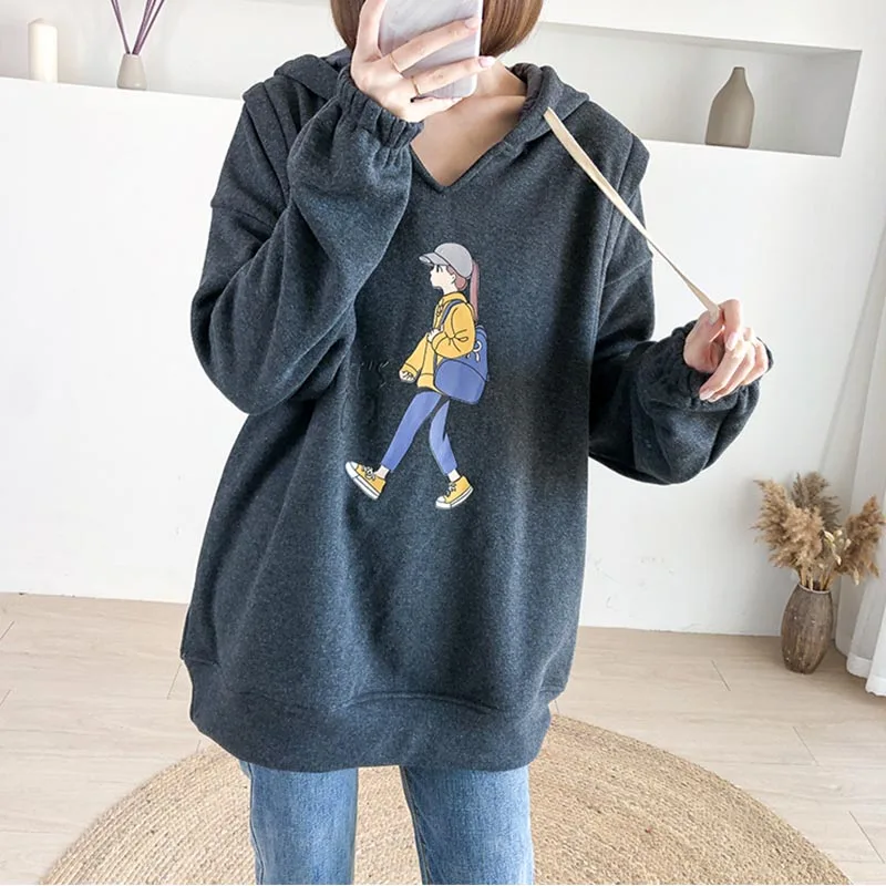 Maternity Breastfeeding Clothes Sweatshirt Embroidery For Nursing Mothers Hoodies Pregnancy Clothes Winter Maternity Clothes