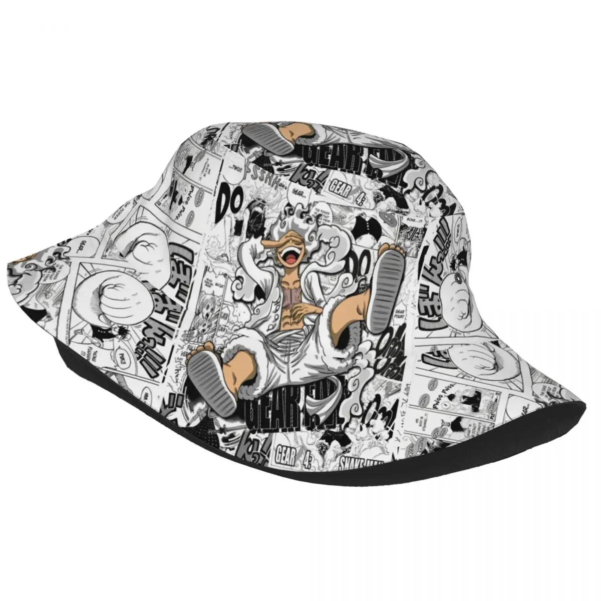 Unisex Bucket Hats One Piece Vocation Getaway Headwear UV Protection Vacation Fishing Caps Luffy Japanese Anime Bob Gift