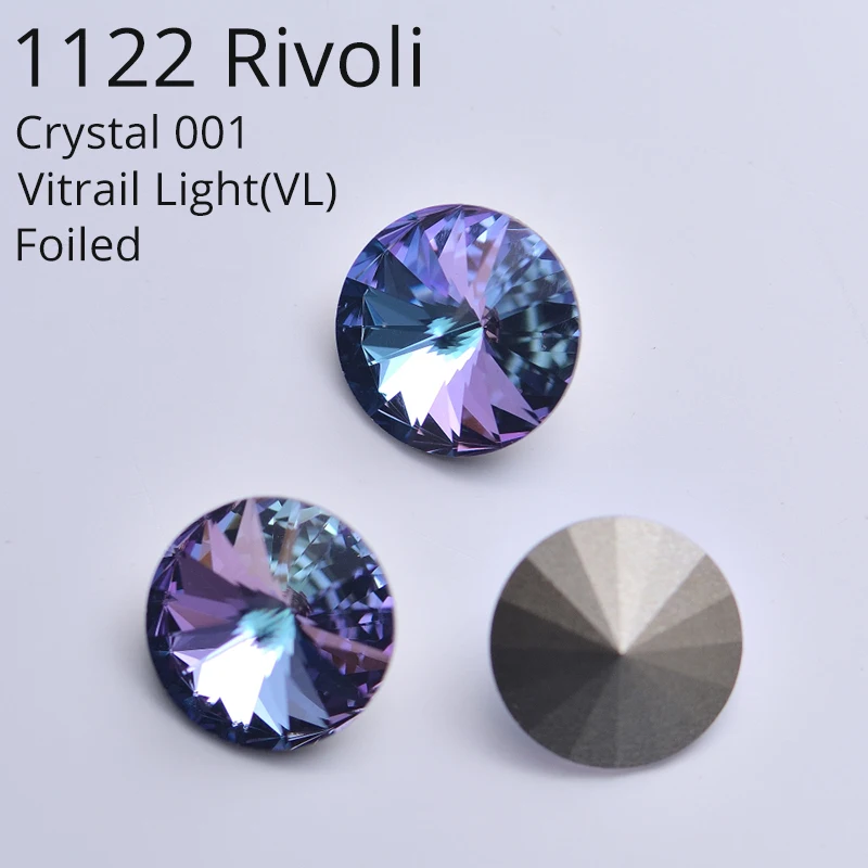 (1 Piece) Original from Austria 1122 Rivoli Round Stone (No Hole) Foiled Rhinestone for DIY Jewelry Making Nail Art Decoration