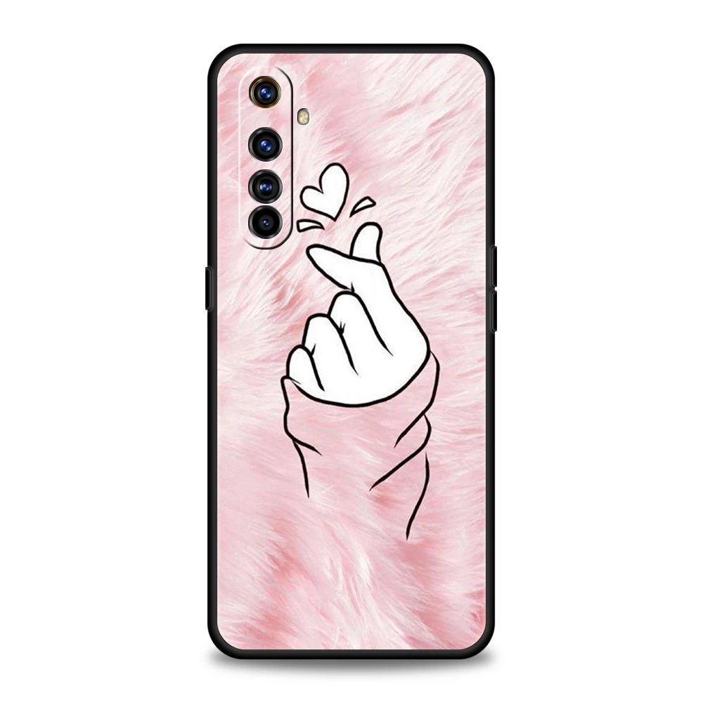 Black White Love Kpop Soft Phone Case For Oppo A12 A15 A16 A74 A76 Find X5 Pro A54 A53 A52 A95 Reno 6 7 SE Z A92020 Pro 5G Cover