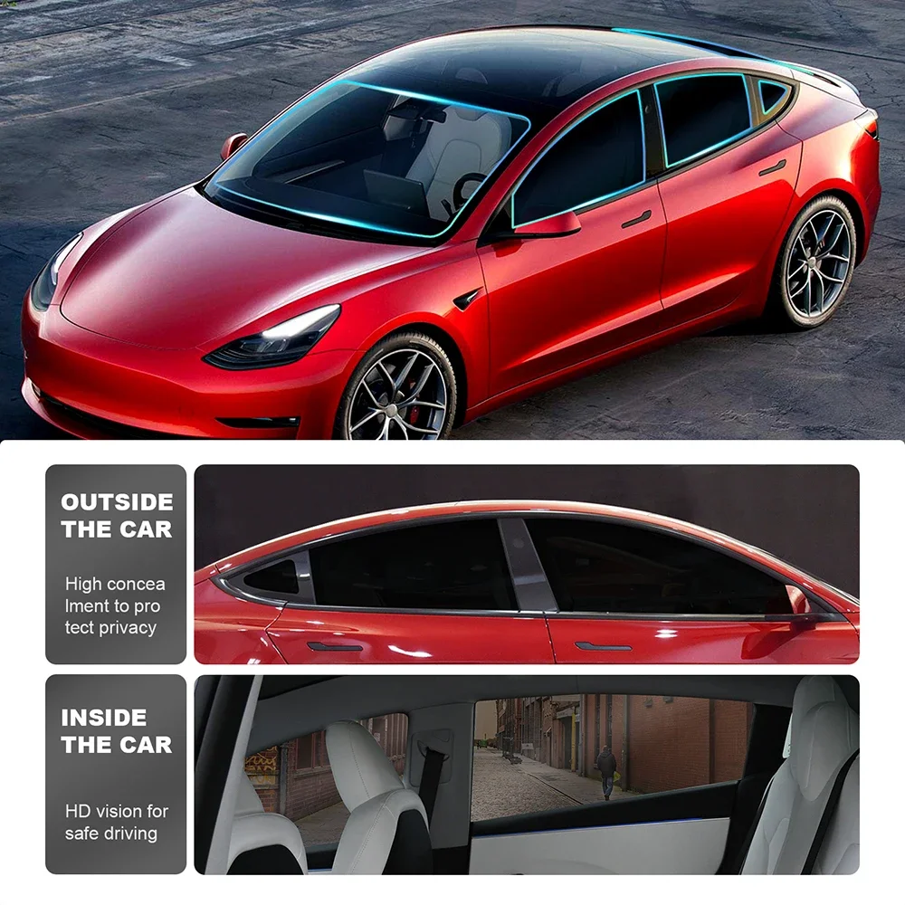 Car Side Window Solar UV Protector Summer Tint Film For Tesla Model 3 2018 2019 2020 2021 2022 2023 Highland 2024 Accessories