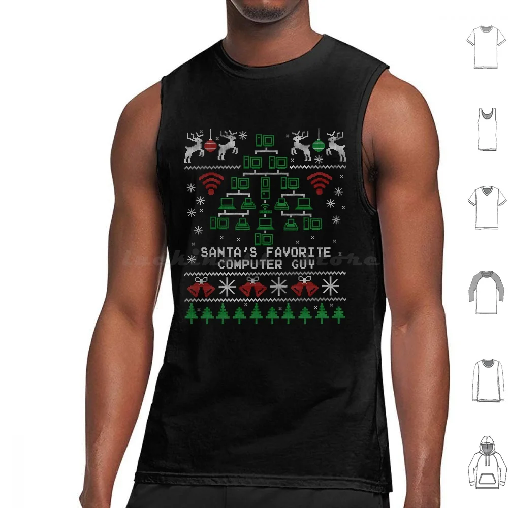 Santa's Favorite Computer Guy Christmas For It Professionals Tank Tops Vest Sleeveless Tech Support Santas Favorite Computer