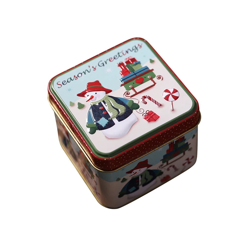 

Christmas Square Candy Box Vintage Decorative Tinplate Containers for Candies Tea Leaves Gifts Holiday Party Supplies