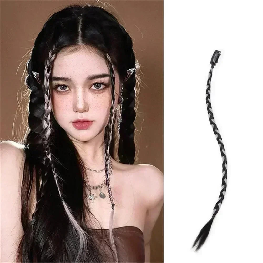1 pz stile coreano hip-hop freddo sintetico coda di cavallo treccia parrucca con clip BB dolce ragazza evidenzia twist hairwear accessori donna