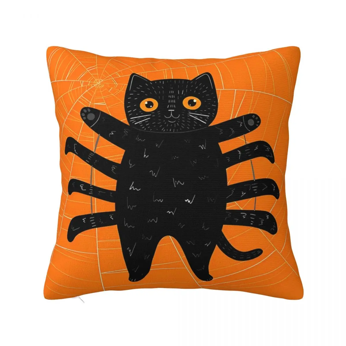 Spooky Spider Cat Halloween Costume Pillowcase Printing Cushion Cover Decorative Throw Pillow Case Cover Chair Zipper 45*45cm