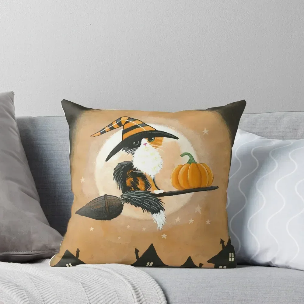 Calico Cat Pumpkin Delivery Throw Pillow Embroidered Cushion Cover autumn decoration Decorative Cushions luxury decor pillow