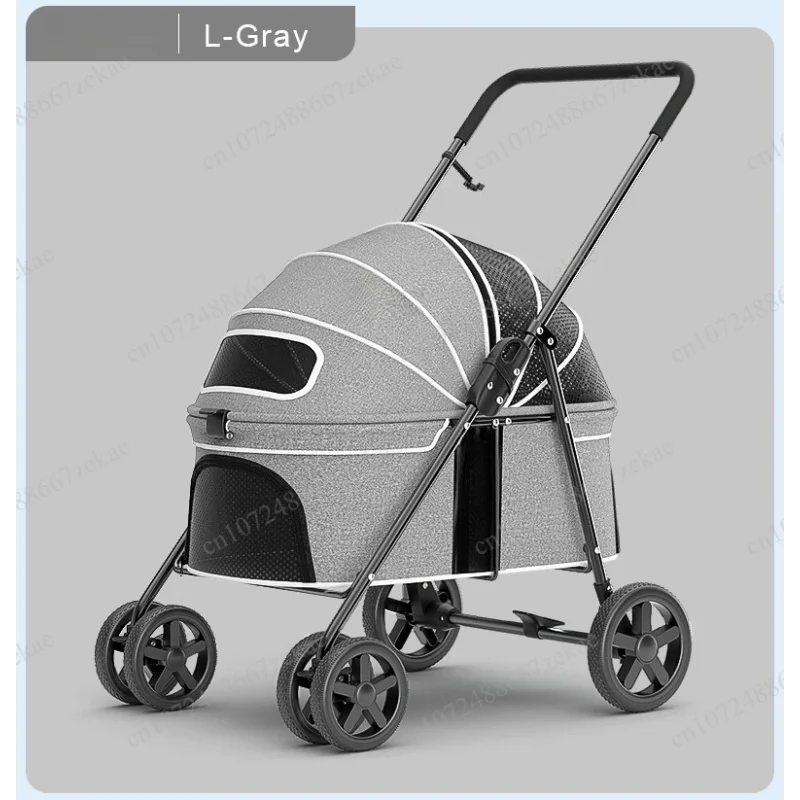Foldable Pet Stroller for 2 Small Dogs Under 15kg Portable Dog Travel Carriage for Outing Car Trunk