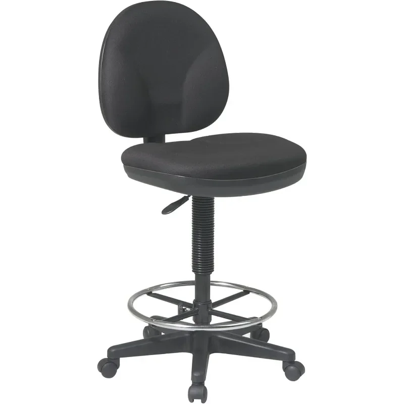 

DC Series Drafting Chair with Sculptured Seat and Back, Built-in Lumbar Support and Adjustable Foot Ring, Icon Black Fabric