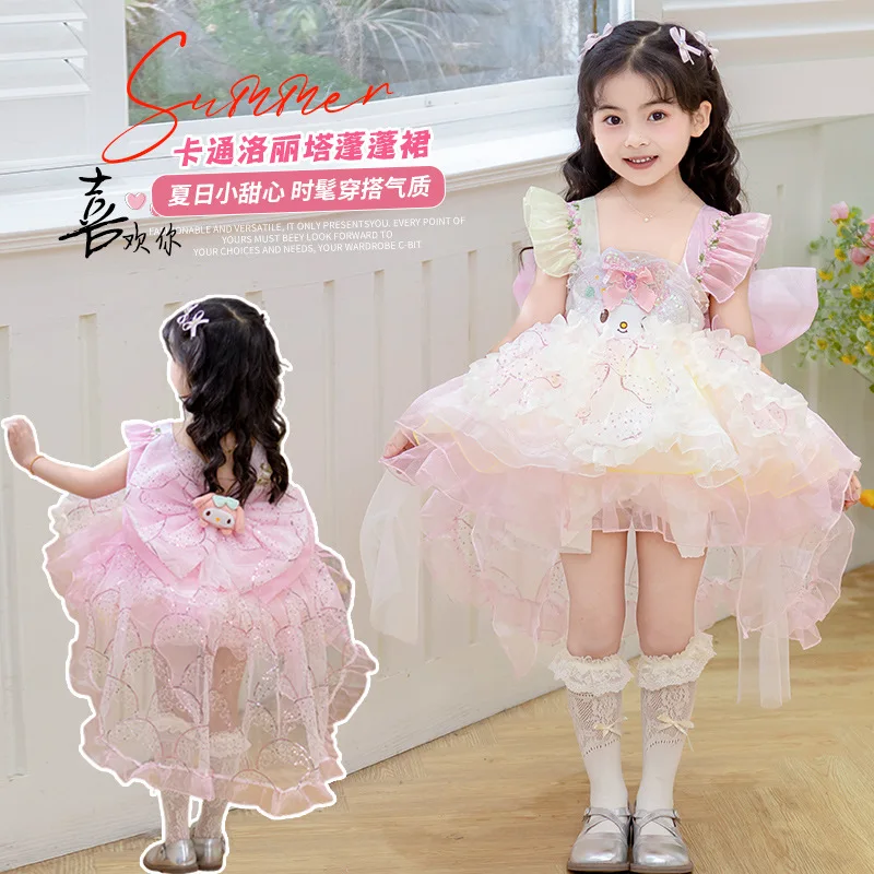 

Anime My Melody Girls Lolita Dress Lace Party Dress for Kids Princess Costume Outfit Strap Dress for Birthday Holiday Gifts