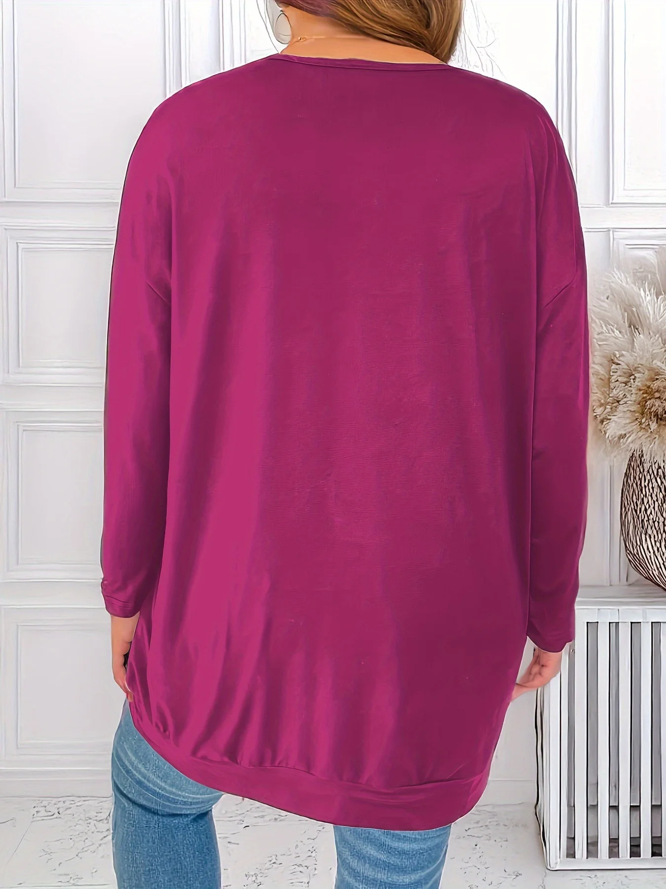 Plus Size Women's Long Sleeve Tunic Top with Pockets for Effortless Style and Comfort