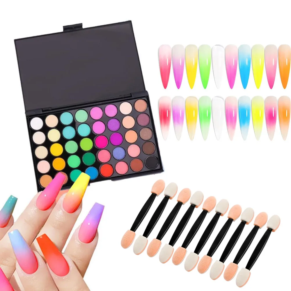 1박스 40색 네일 아트 글리터 파우더 Y2K 하이라이터 네일 페인팅 블렌딩 네일 데코 매트 & 글리터 효과 그라데이션 네일 아트