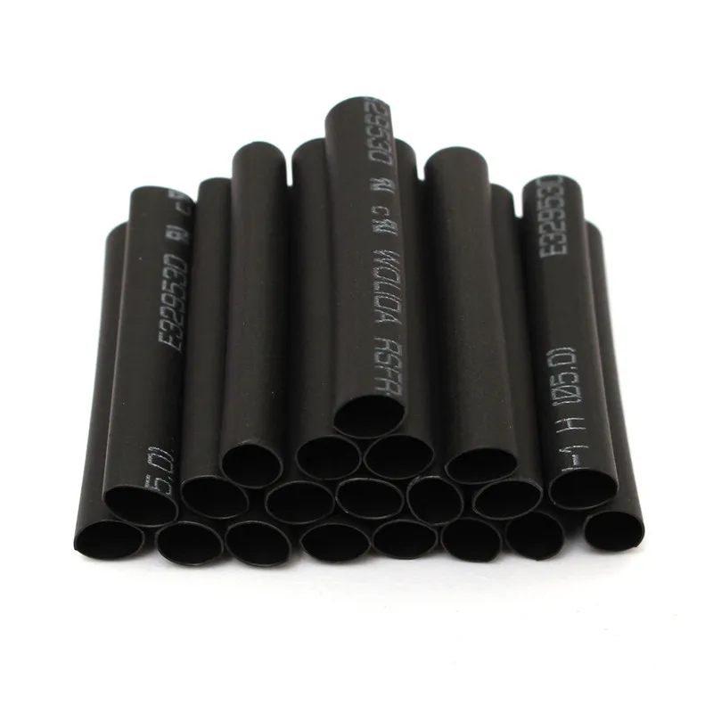 127 buah/lot 2:1 termoresistant tube menyusut pembungkus hitam panas menyusut Sleeving set kawat kabel poliolefin bungkus Tubing