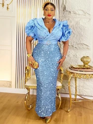 Luxury Party Evening Dresses 2026 Elegant Women Sequin Clothing Puff Sleeve Mermaid Long Dress Wedding Prom Gown Dashiki Outfits