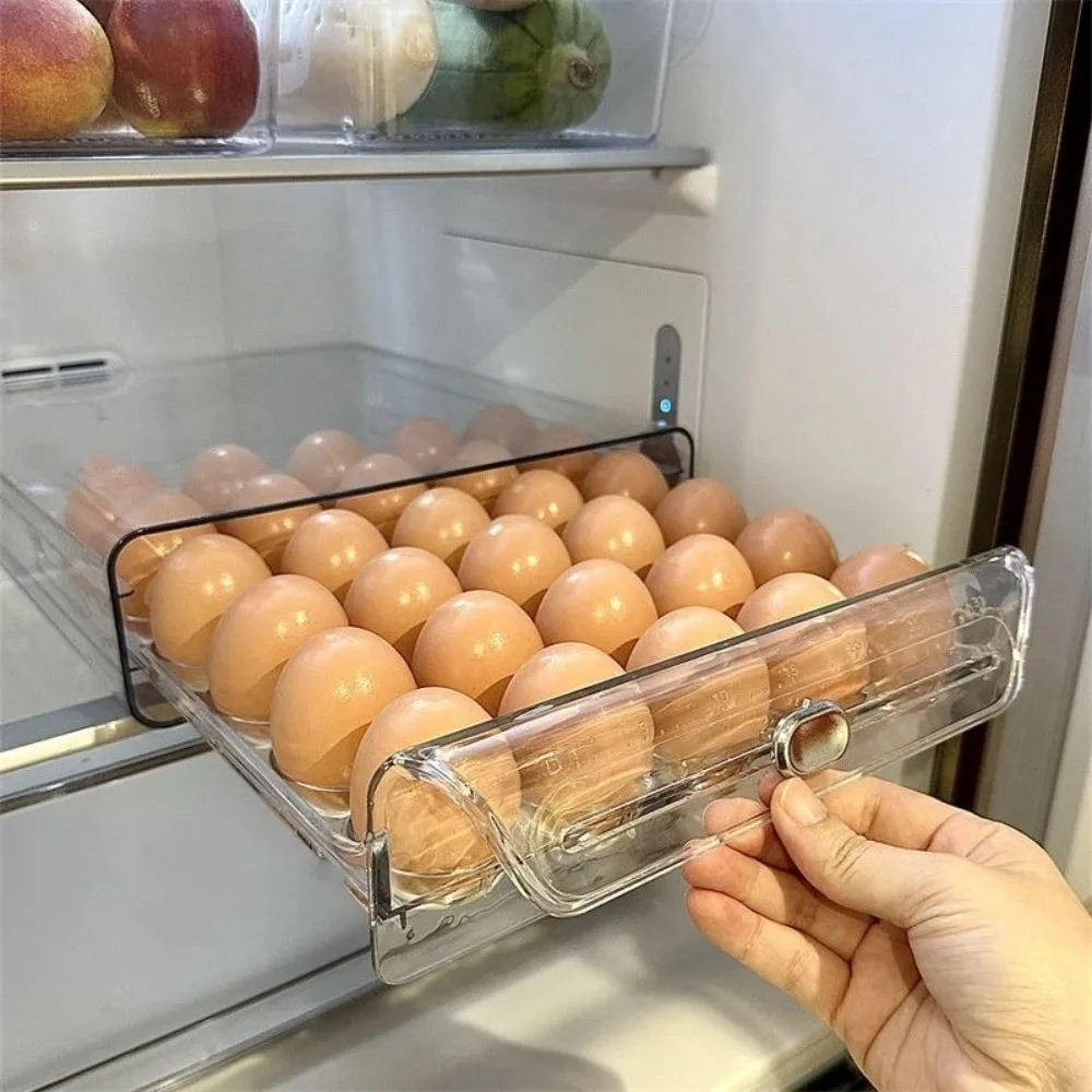 

Transparent Egg Storage Box Clear Plastic Time Scale Egg Holder Stackable Pull Out Egg Storage Rack Fresh Keeping