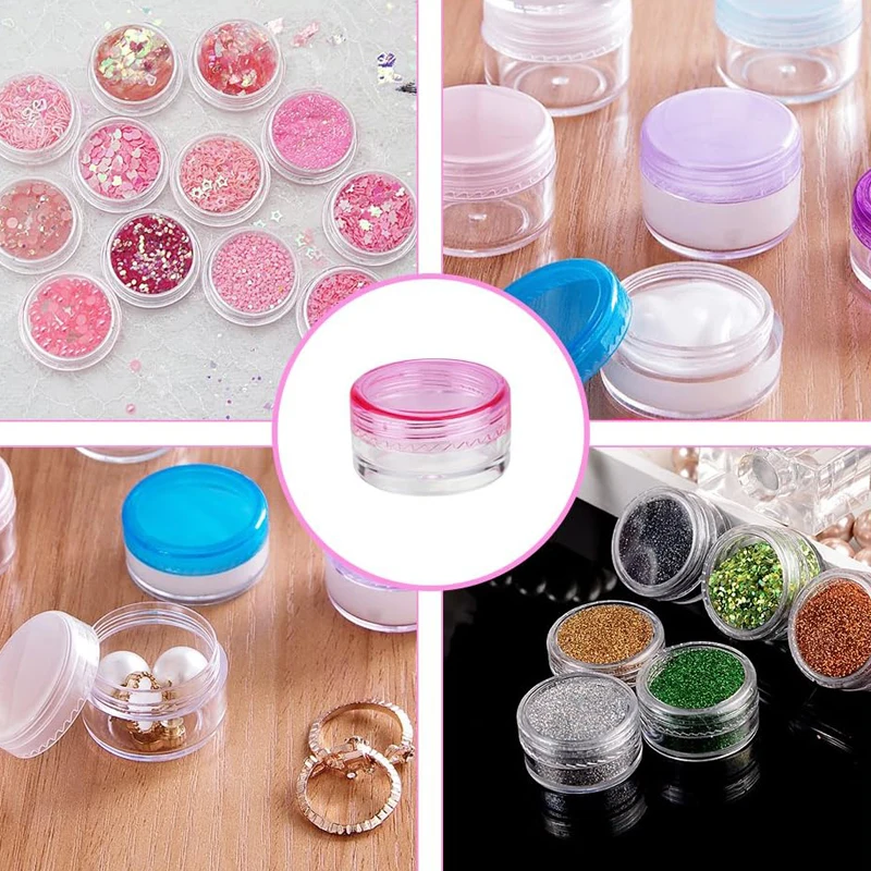 10Pcs 2/3/5/10/15/20g Mini Clear Round Plastic Cosmetic Jars w/ Lids Empty Travel Sample Jar Containers For Creams Nail Patch
