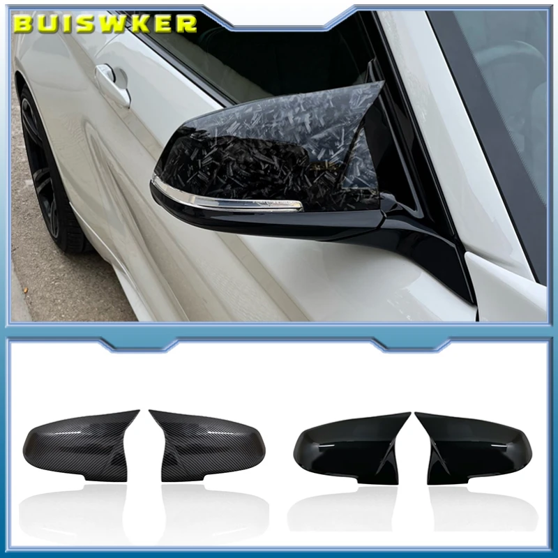 1Pair Side Rearview Wing Mirror Cover Caps For BMW 1 2 3 4 Series F20 F30 F31 F32 F34 F36 E84 2014 -2019 ABS Gloss Black