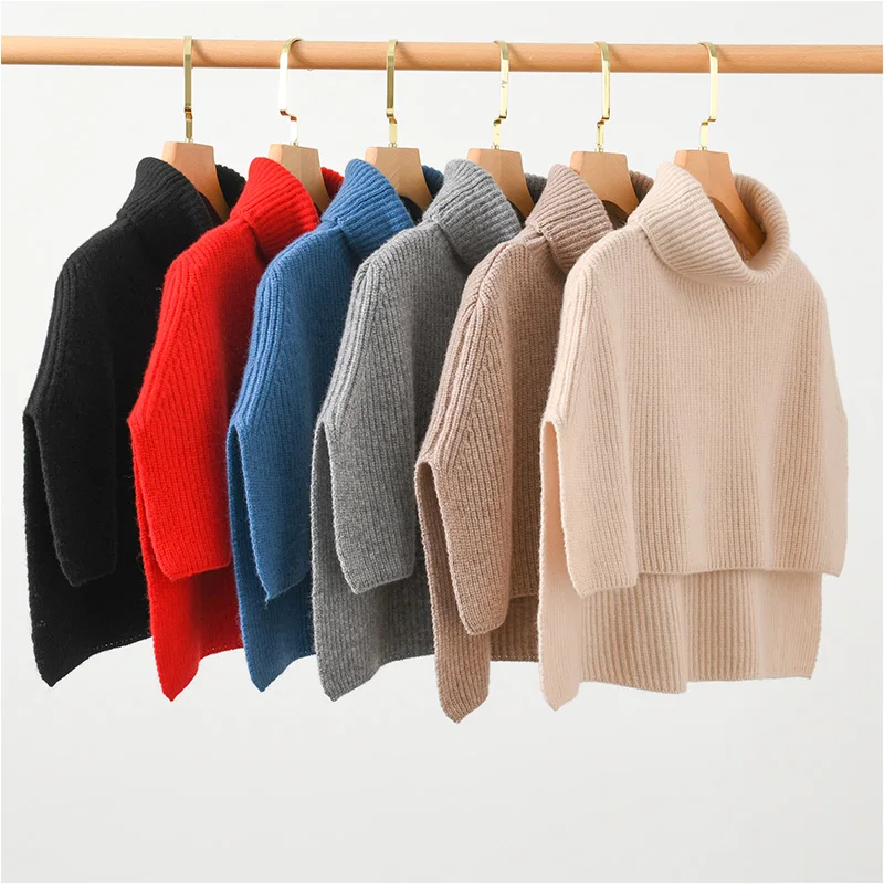 Women 100% Wool Turtleneck Neck Small Wraps Autumn/Winter Thick Solid Knitted Accessories Cape Soft Fashionable Versatile Shawl