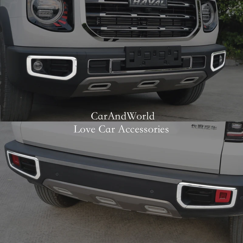

Stainless Steel Front Rear Fog Light Frame Tail Bumper Lamp Trims Cover Car Garnish Accessories For GWM Haval DARGO 2021-2023