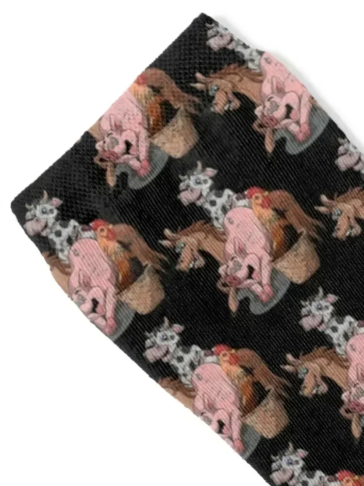 Farmer T-ShirtFarm Animal Pig Cow Donkey Rooster Farmer Socks gym heated Socks Ladies Men's