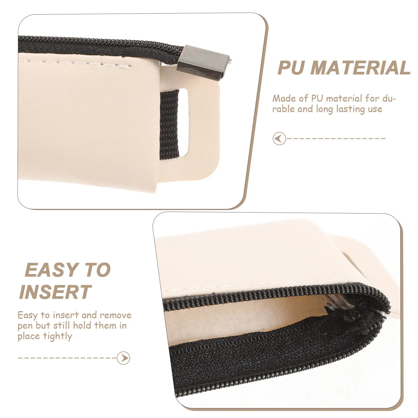 

Business Pu Pen Case Zipper Pouch For Pens Storage Organizer Portable Stationery Gift Home Office School Desk Accessory