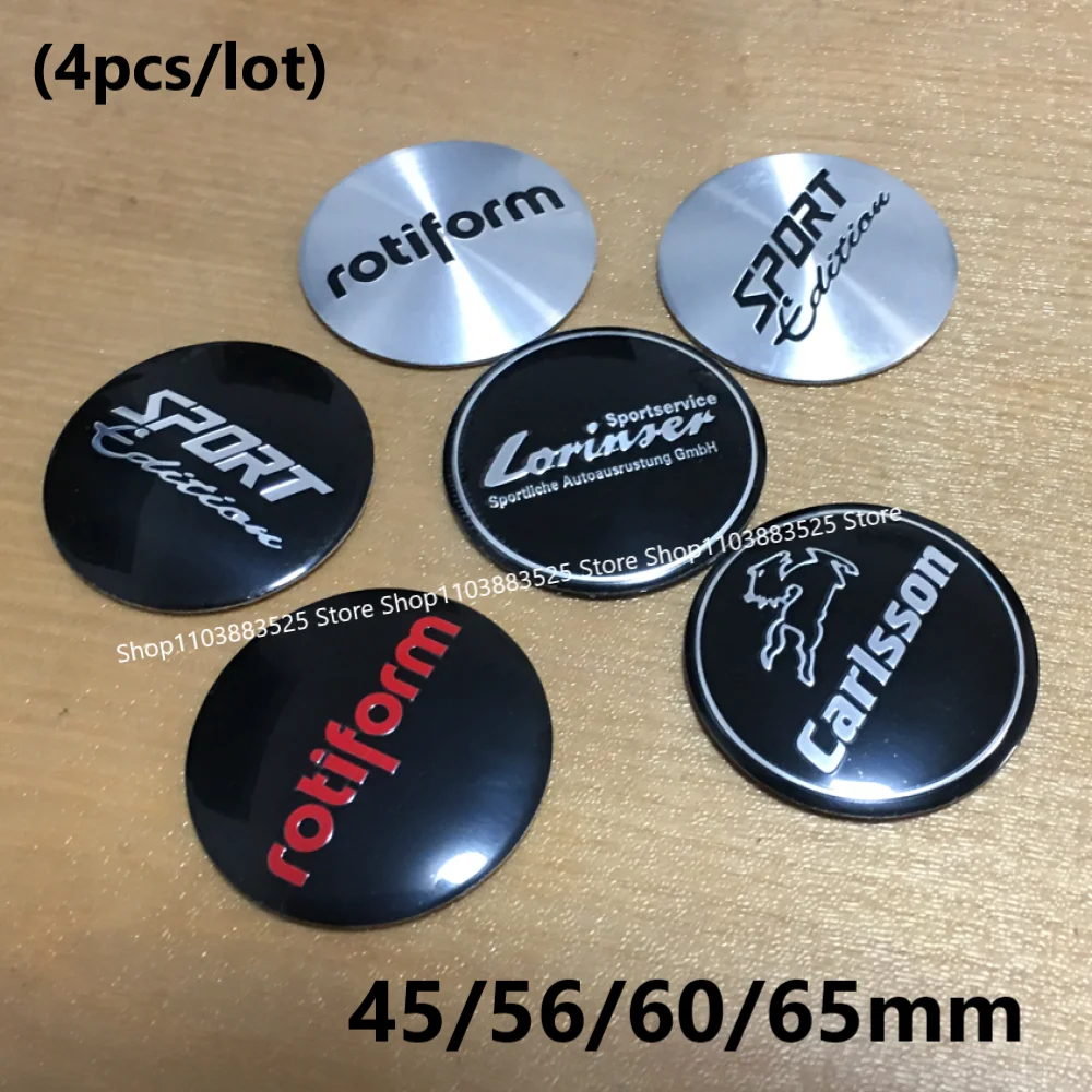 

4pcs 45/56/60/65mm Modified wheel hubcap logo Emblem Badge sticker for sport rotiform carlsson lorinser hub cap sticker
