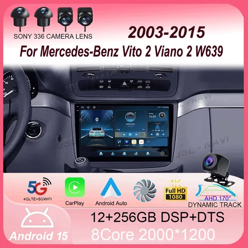 Imagen 1 del producto Radio de coche Android 15 para mercedes-benz Vito 2 Viano 2 W639 2003 - 2015 reproductor de vídeo Multimedia navegación estéreo GPS