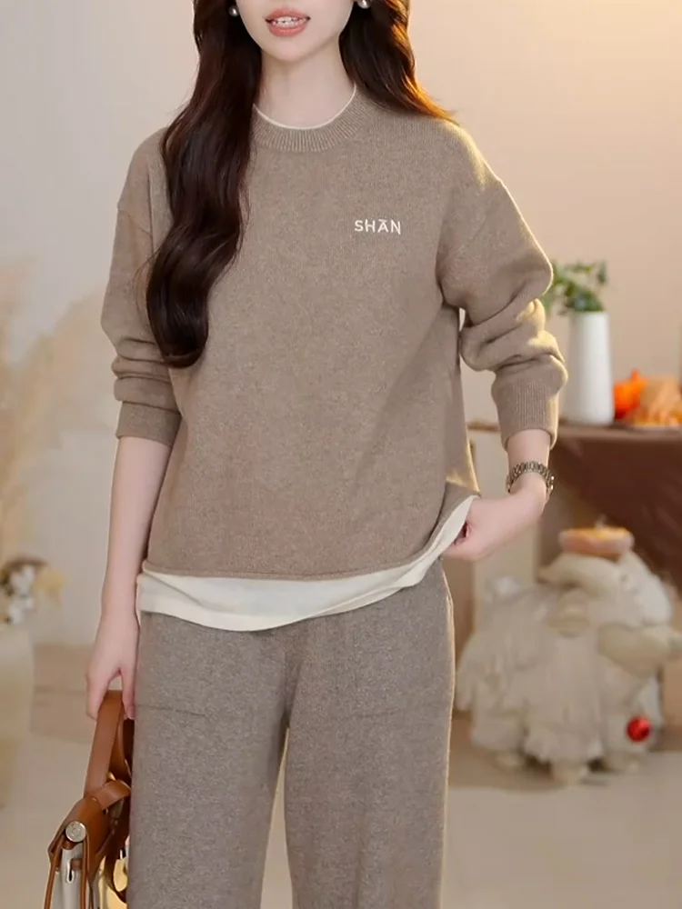 

Khaki Loose Casual round Ne Knitwear 2025 Autumn New Large Size Faionable Versatile Women's Top Snow Dr Woolen Sweater