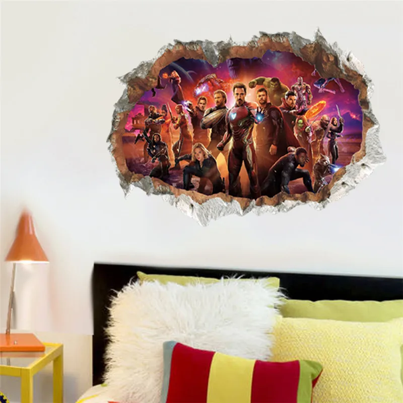 Marvel Avengers 3D Wall Stickers For Kids Rooms Living Room Bedroom Wall Decoration Boys Gifts uperheroes Movie Poster view 5
