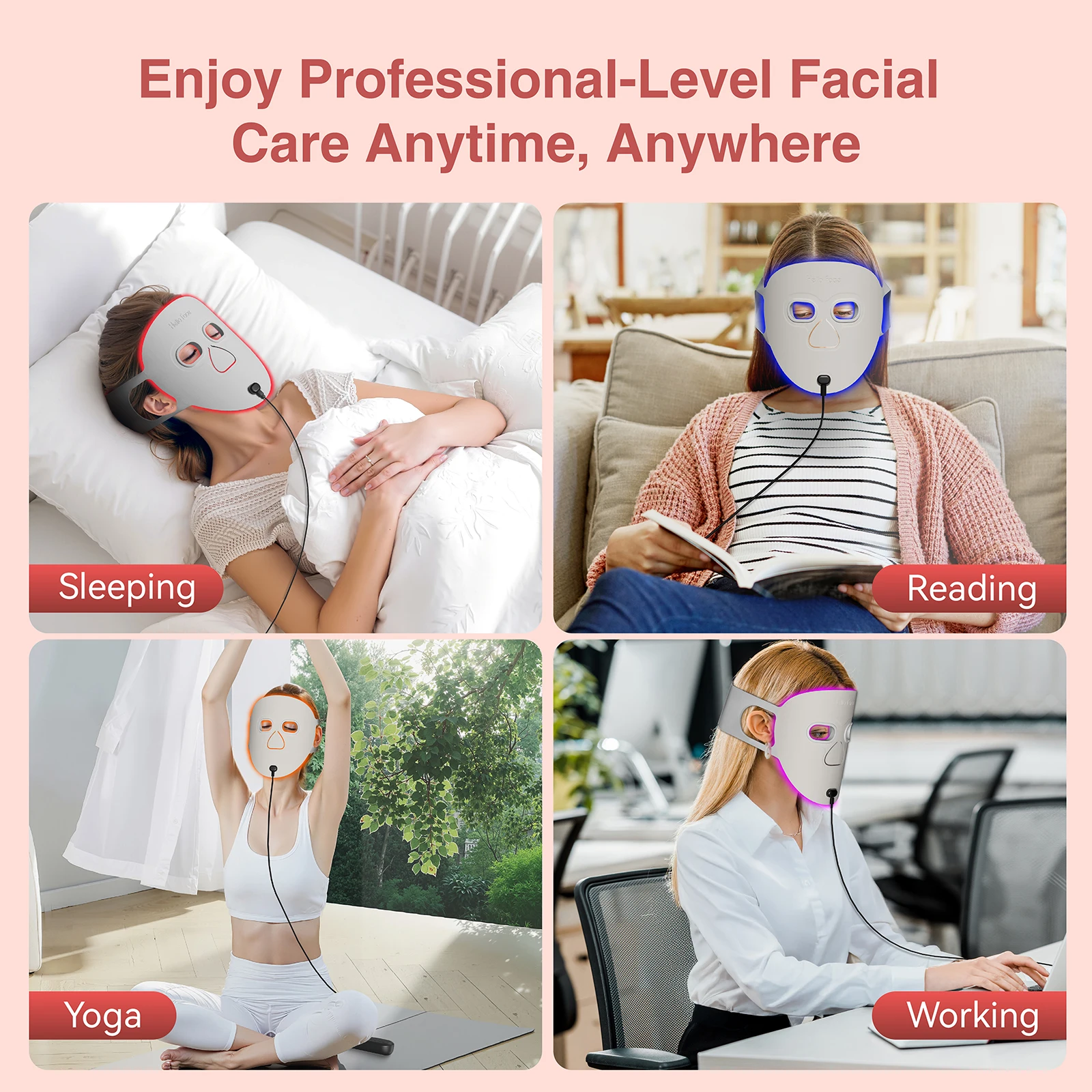 Red Light Therapy Photon Mask Hello Face M500S LED 630nm 850nm Near-Infrared Light Therapy Facial Mask Professional Beauty Care