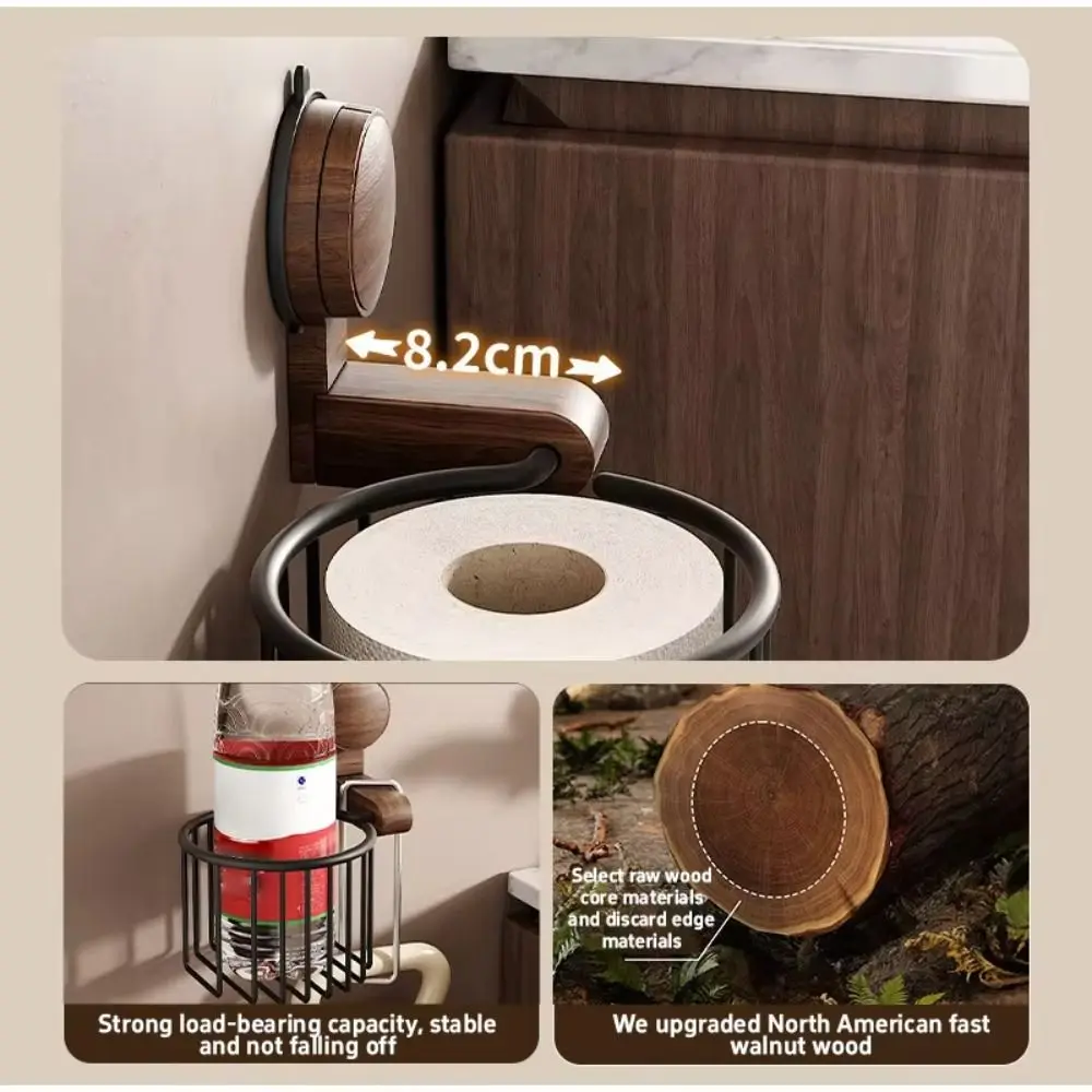 

Держатель для туалетной бумаги на присоске, без перфорации, из орехового дерева, корзина для туалетной бумаги, без сверления, водонепроницаемый, для ванной комнаты