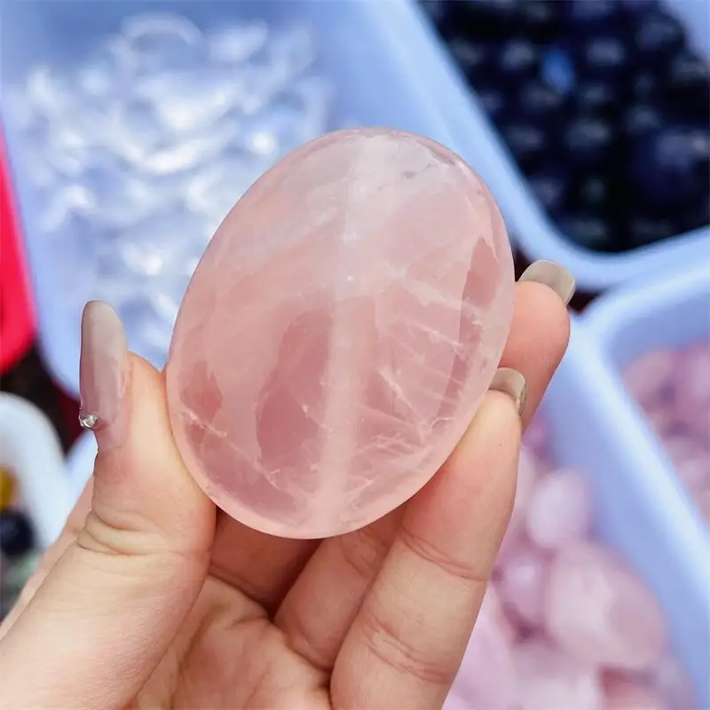 500g Natural Starlight Rose Quartz Palm Carving Gemstone Cube Palm Decoration Crystal Quartz Healing For Gift 1PCS