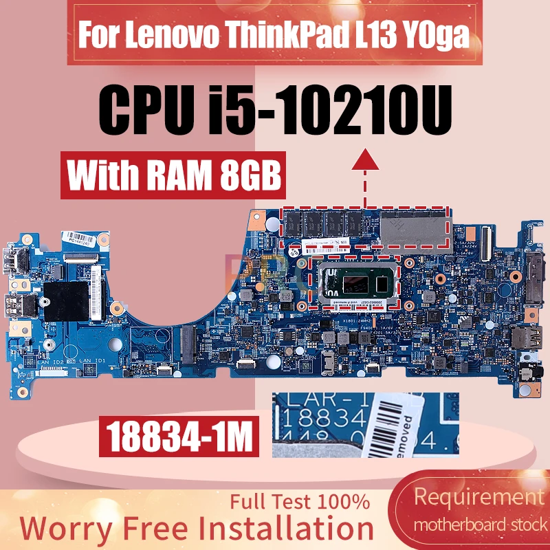 18834-1M For Lenovo ThinkPad L13 Y0ga Laptop Motherboard SRGK i5-10210U RAM 8GB 5B20S72246 Notebook Mainboard