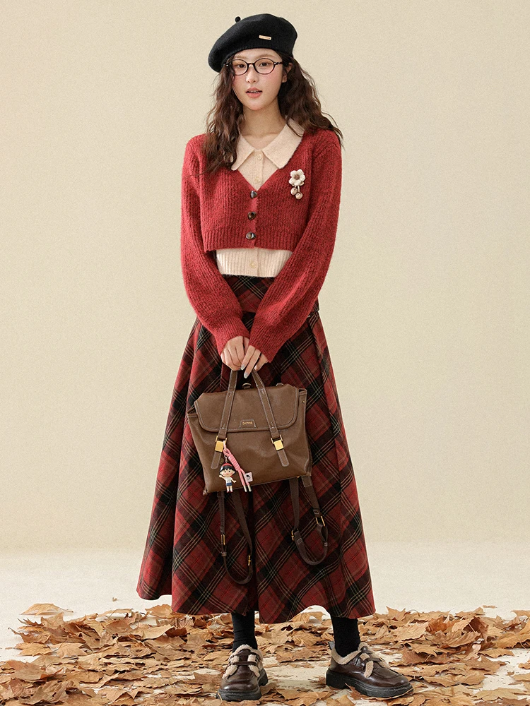 

Red Embroidered Knitwear Tee Inch Lotus 2026 Chinese Zodiac Year Stitched Sweater Winter Long Sve V-Ne ort Coat for ...