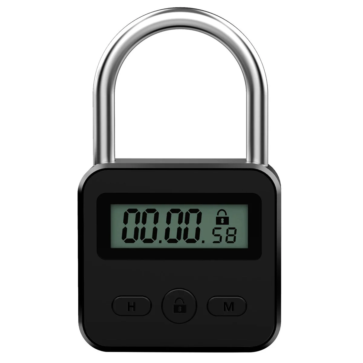 3X Metal Lock LCD Display Multi-Function Electronic Time 99 Hours Max Timing USB Rechargeable Padlock,Black