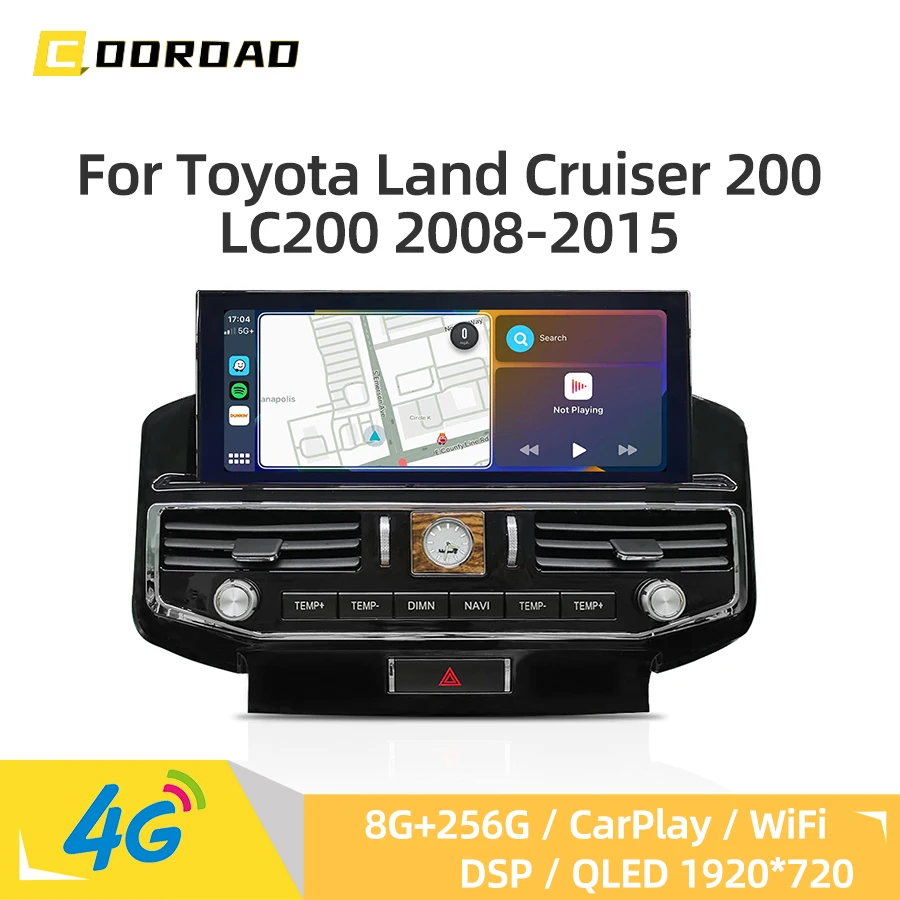 

Android 14.0 CarPlay GPS-навигация 4G WiFi Bluetooth DSP Мультимедийный плеер Автомобильный радиоприемник для Toyota Land Cruiser LC200 2008-2015