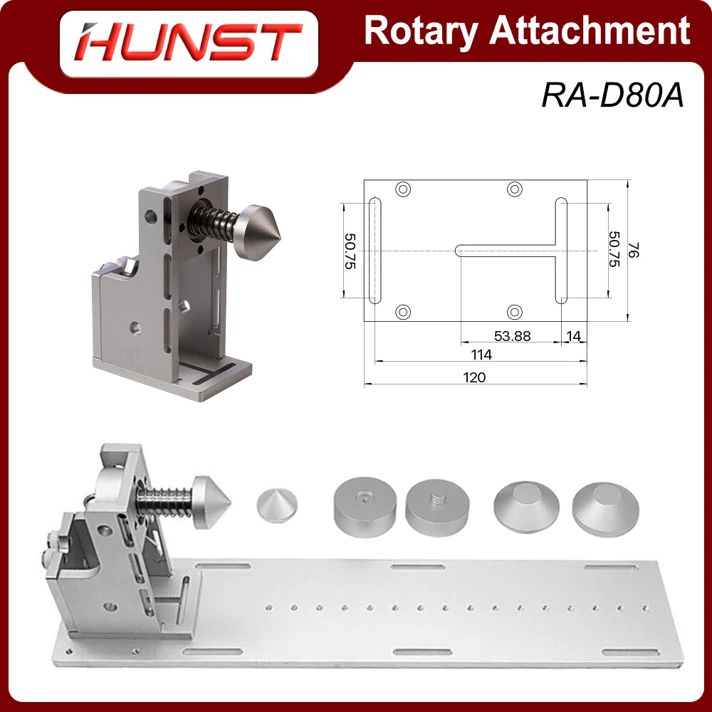 Hunst RA-D80A Rotary Axis 3jaw Worktable + Activity Tailstock Indexing Head for CNC Laser Marking and Engraving Machine