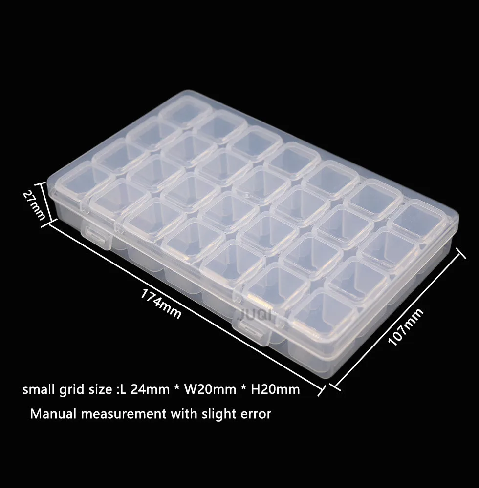 28 Grids Compartment Transparent Medicine Box Jewellery Packing Plastic Removable Box Nail Art Tool Storage Case