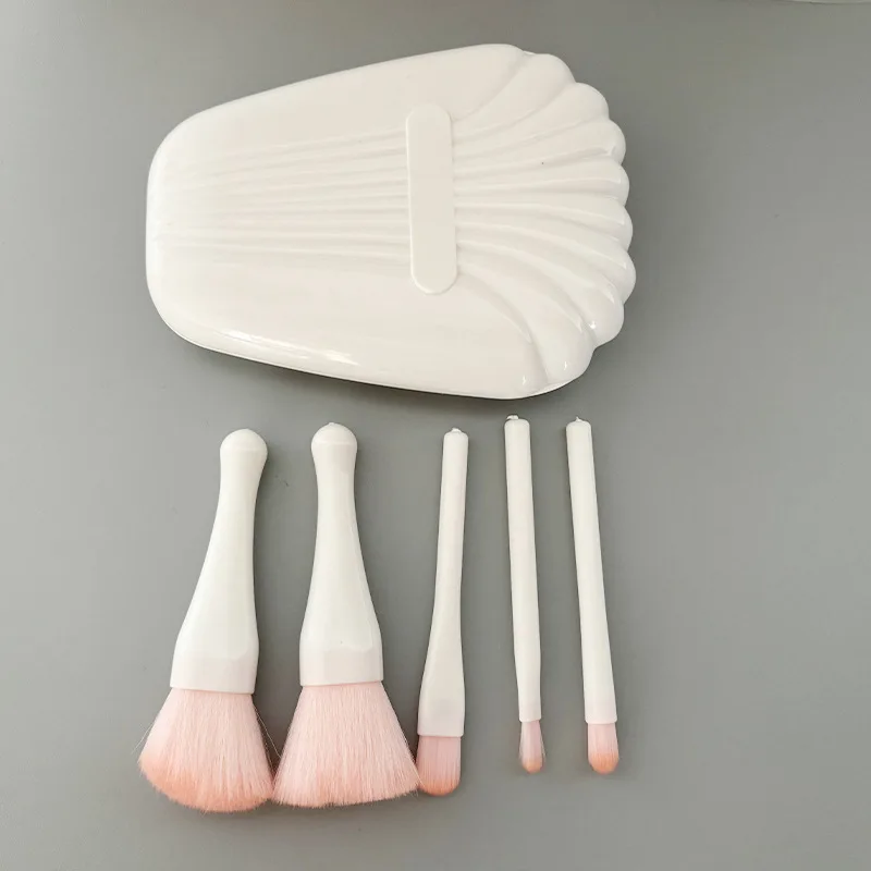 5Pcs Shell Makeup Brushes Set with makeup Mirror Blush makeup Powder Brush Eyeshadow Highlighter Foundation Brush Beauty Tool