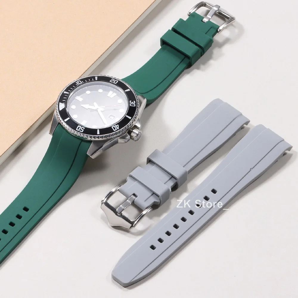 Premium Silicone Watch Band 20mm 22mm Curved End Rubber Watch Strap for Rolex for Citizen Replacement Watchband Bracelet for Men