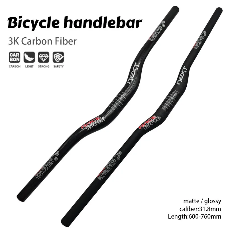

Race Face next 3K Carbon Handlebar Rise Mountain Bike Bicycle Bars 31.8mm Width Glossy/Matte Finish Custom Reach Options