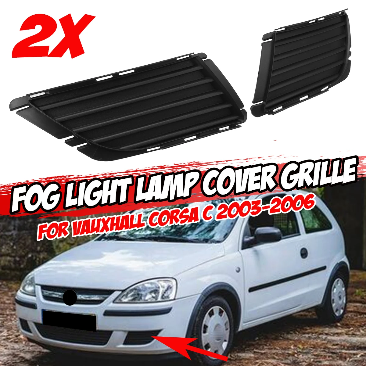 2PCS Car Front Fog Light Grille Grill Lamp Cover Front Grille Grill Cover For Vauxhall For Corsa C 2003-2006 1400726 1400727