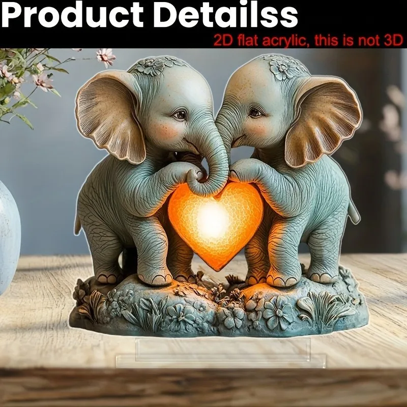 1 peça de ornamento decorativo para casa em formato de elefante e coração, adequado para decoração de sala de estar. É um Presente para a Família