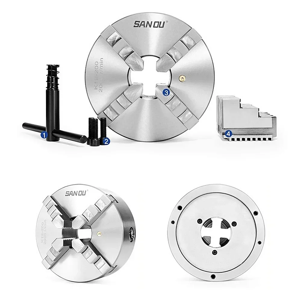 

K11 80 K12 80 100 125 160 200 250 130 Lathe Chuck 100mm Sanou Four Jaw Self-centering Chuck 3/ 4'' Scroll Chuck for Small L