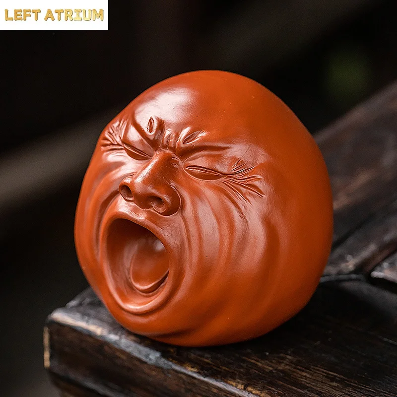 Handmade Purple Clay Tea Pet Creative Facial Expression Tea Pet Tearoom Tea Table Desktop Decoration Suitable Teas Ceremony Gift